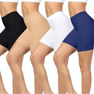 Bestena 4 pack Slip Shorts Black+white+nude+blue XL